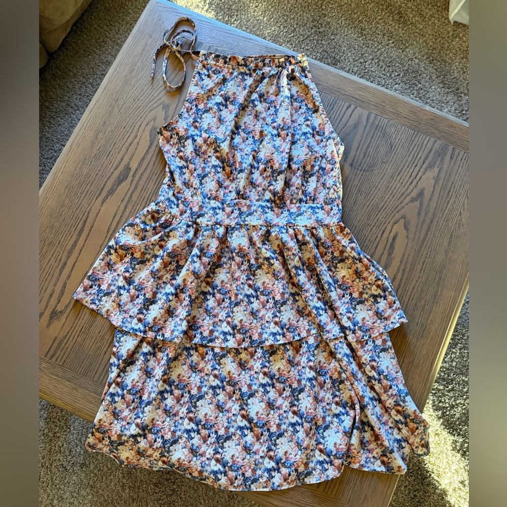 Floral Tiered Halter Dress